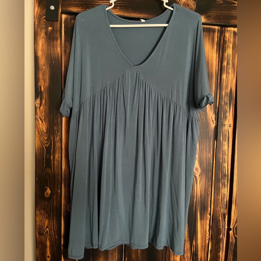 PinkBlush Blue Ruffle Sleeve Baby Doll Dress